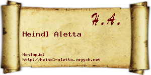 Heindl Aletta névjegykártya